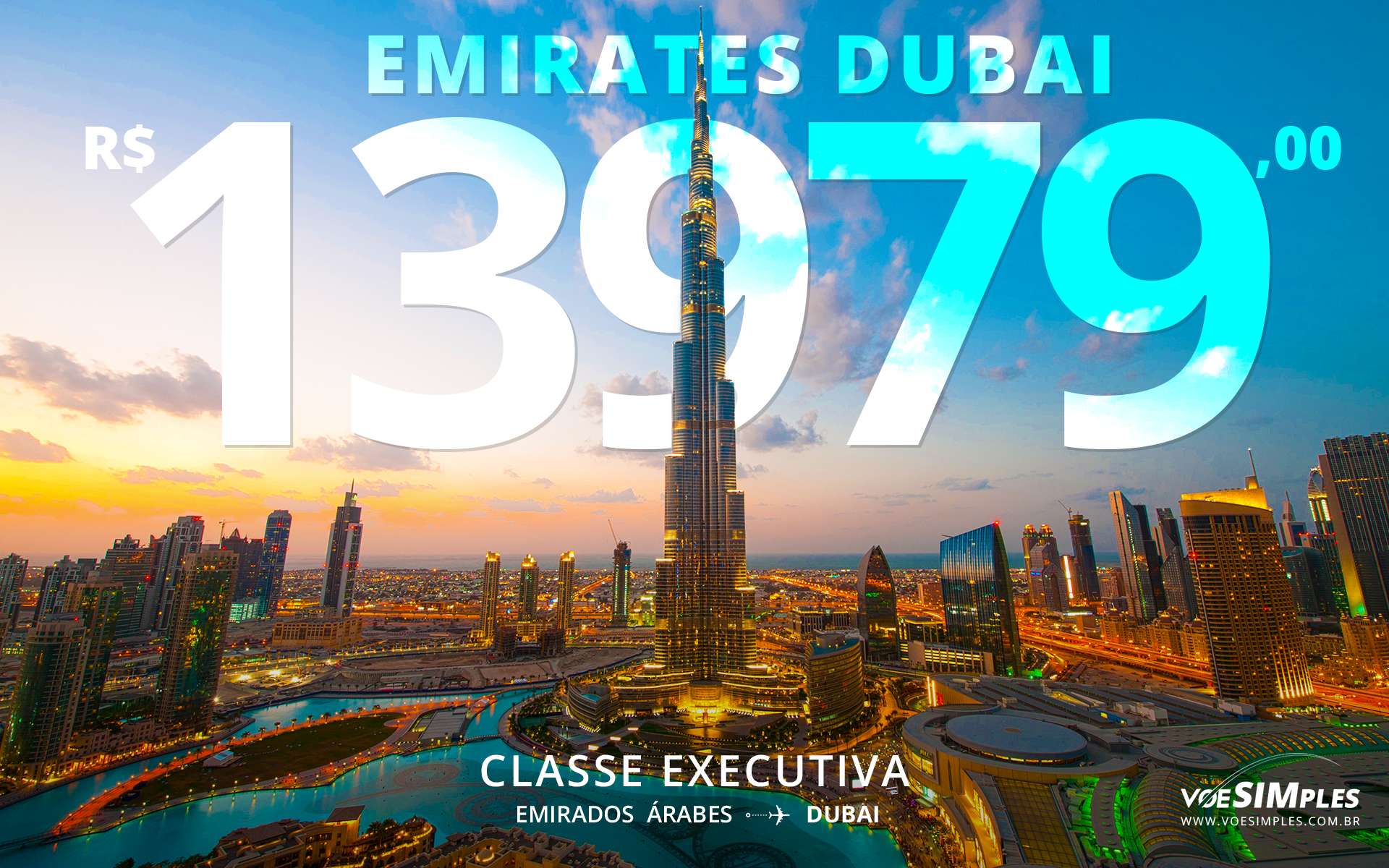 Passagem aérea executiva Emirates para Dubai